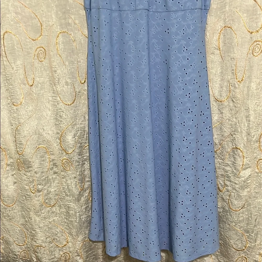 London Times Blue Crew Neck Sleeveless Midi Dress - Picture 4 of 9